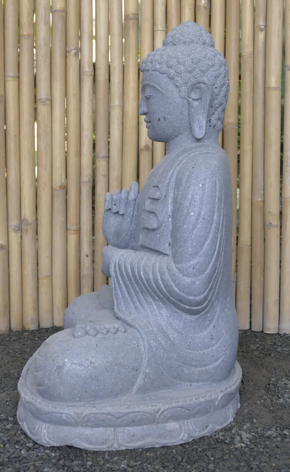  Product image 4 of the product “Seated Buddha, position Dharmachakra, 66 x 51 x 95 cm, riverstone grey ”